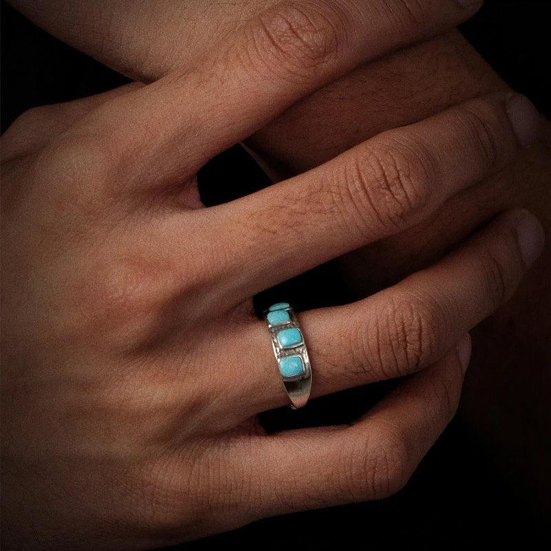 Silver Turquoise Retro Stackable Ring - OOAKB