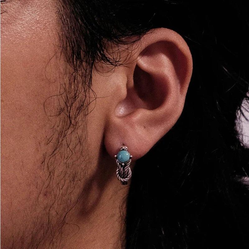 Silver Retro Vintage Knotted Turquoise Ear Cuffs - OOAKB