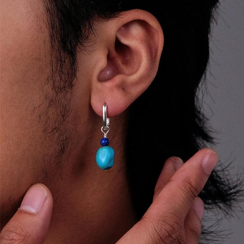 Silver Turquoise & Lapis Lazuli Earrings - OOAKB
