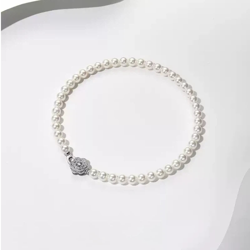 Camellia Pearl Necklace Women's Style