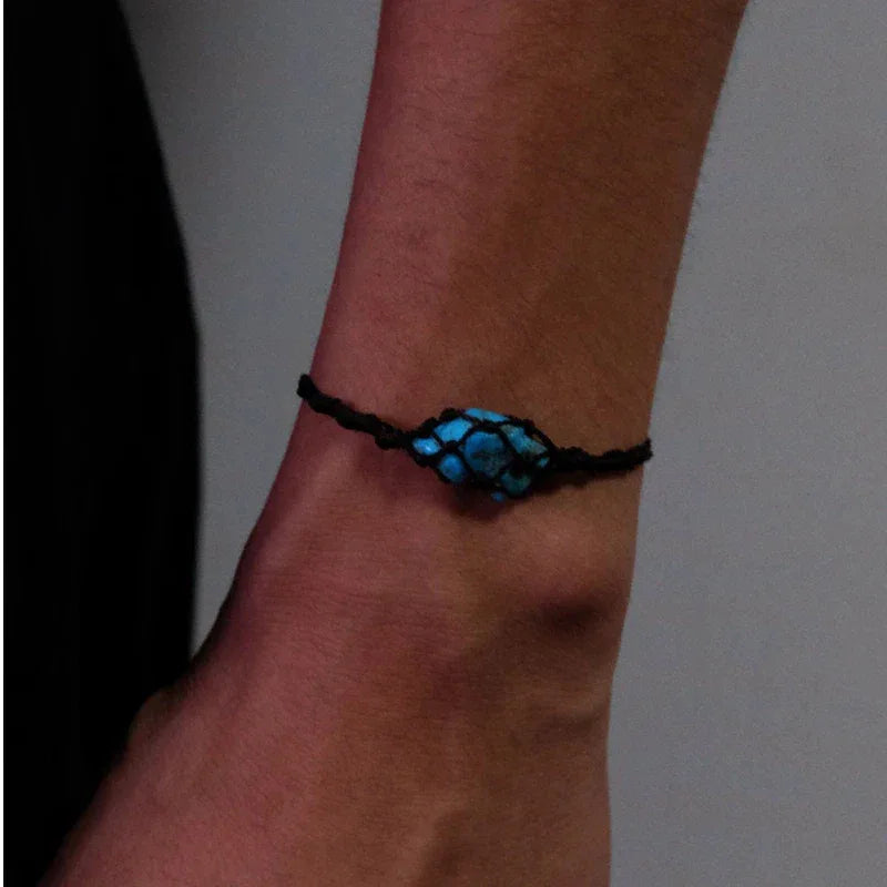 Silver Irregular Turquoise Handmade Braided Bracelet - OOAKB