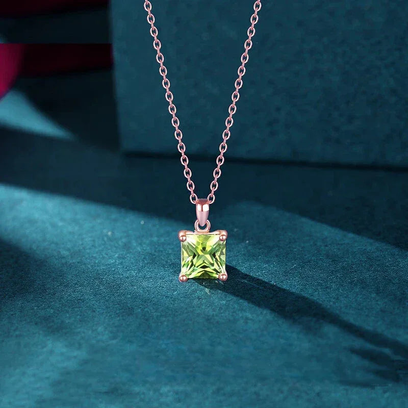 Natural Peridot Square Luxury Collar Necklace - OOAKB