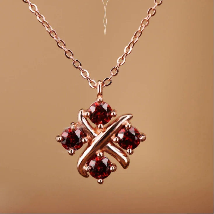 Plated 18K Rose Gold Cross Clover Collarbone Chain - OOAKB