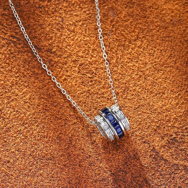 Sapphire S925 Silver Fortune Bead Necklace - OOAKB