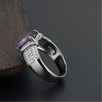 Silver Amethyst Men's Ring 2.8ct 8*10mm