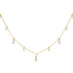 Blue Opal S925 Silver Square Diamond Necklace