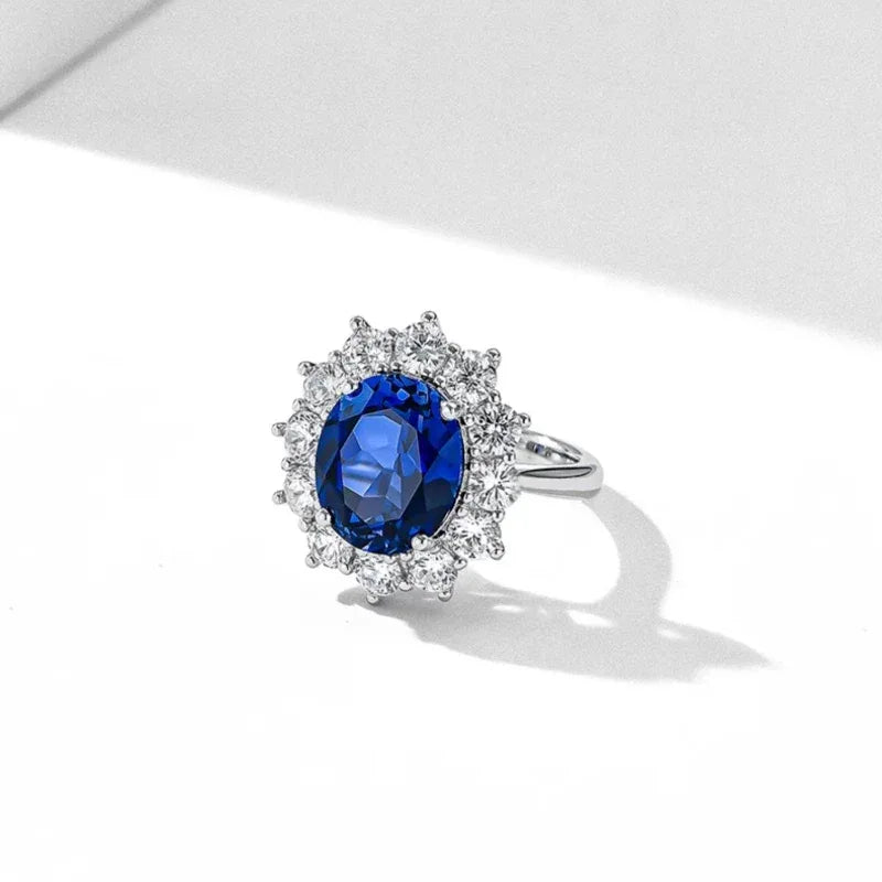 Sapphire Oval Ring S925 Silver Women's Style - OOAKB