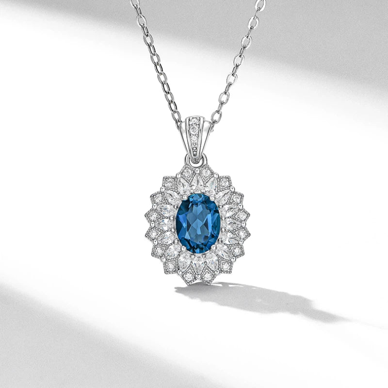 Topaz Full-Diamond Pigeon Egg Necklace S925 Silver Women's Style