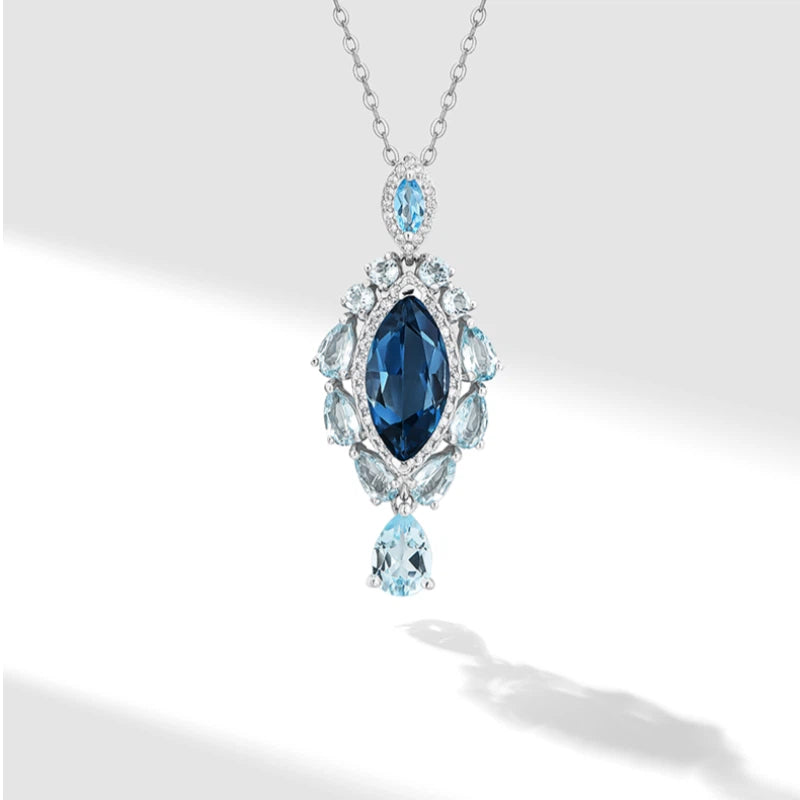 London Blue Topaz Necklace Women's Style S925 Silver