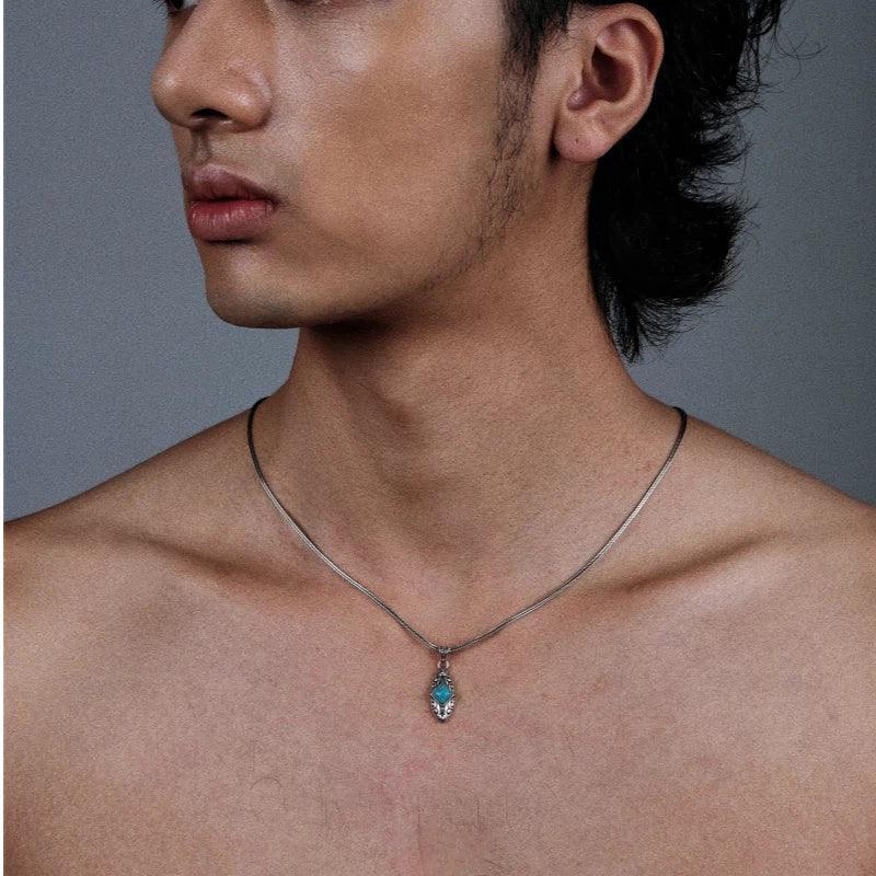 Silver Turquoise Pendant Necklace - OOAKB