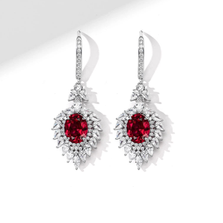 Pigeon-Blood Ruby Pigeon Egg Earrings