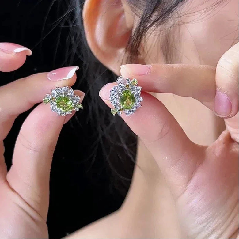Natural Peridot Firefly Earrings - OOAKB