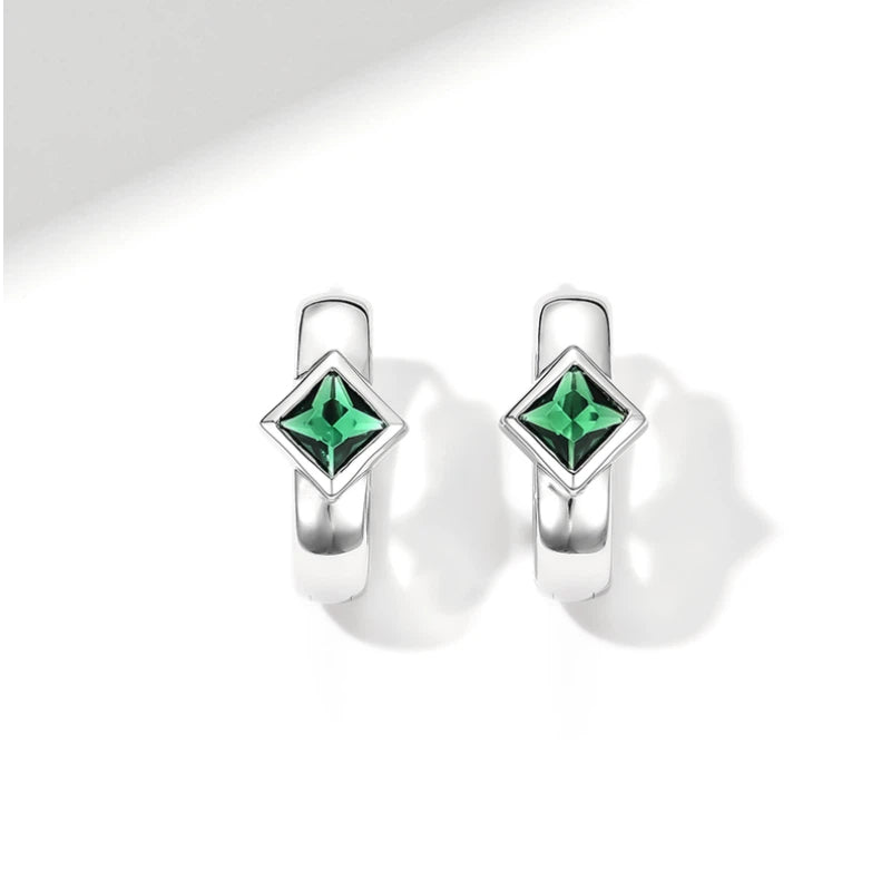 Emerald Rhombus Ear Cuffs S925 Silver