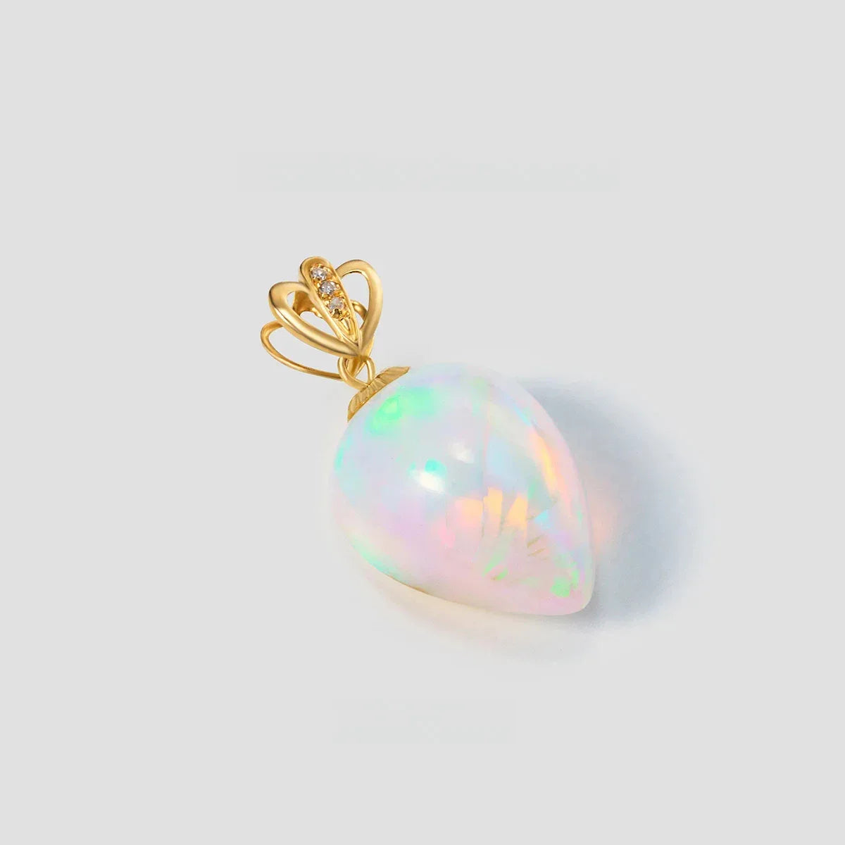 Natural Iridescent Opal 18K Clasp S925 Silver Collarbone Necklace - OOAKB