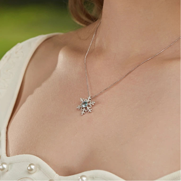 Topaz S925 Silver Gold-Plated Snowflake Necklace