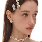 Retro Vintage Heart-Shaped Pearl Earrings