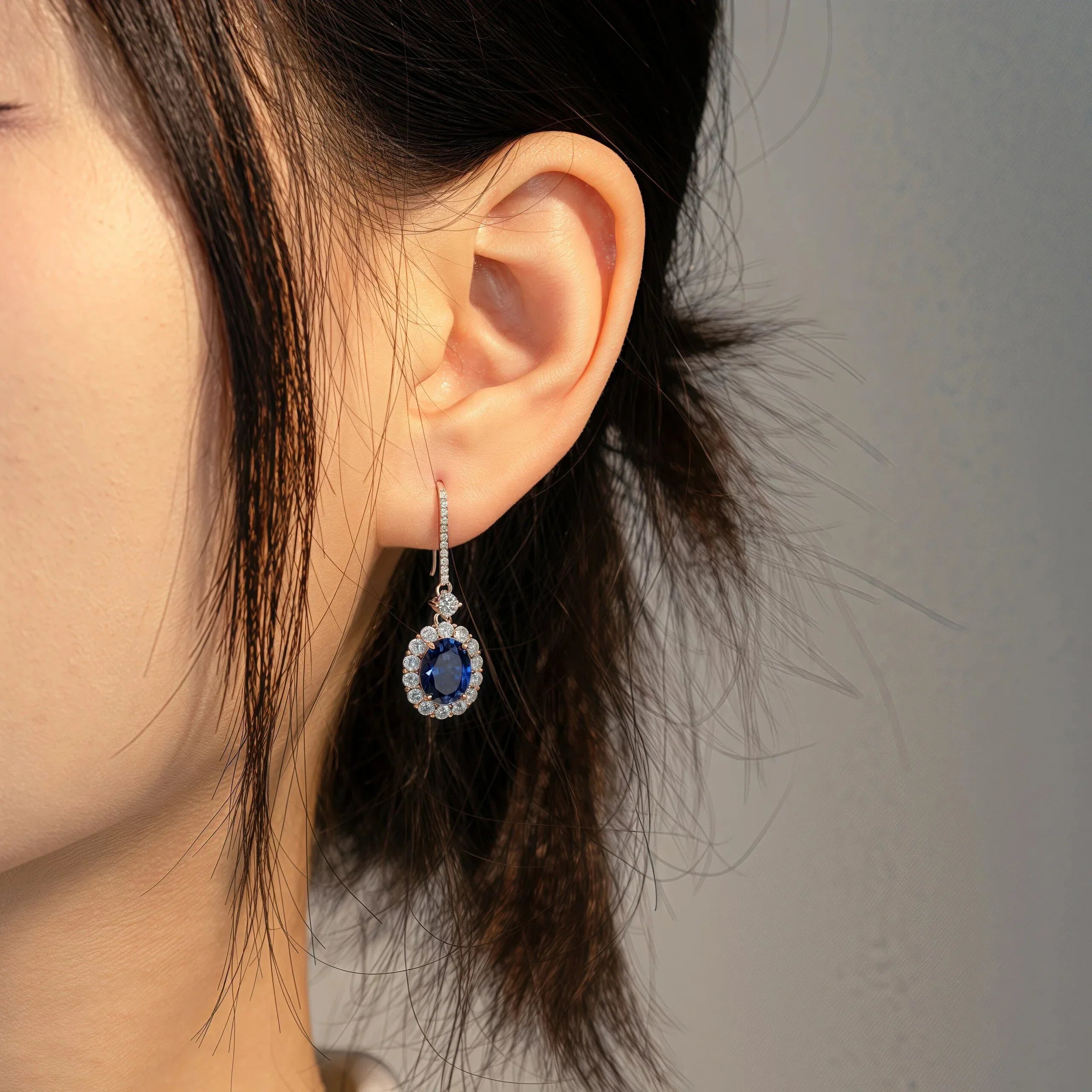 Sapphire Earrings S925 Silver Drop Earrings - OOAKB