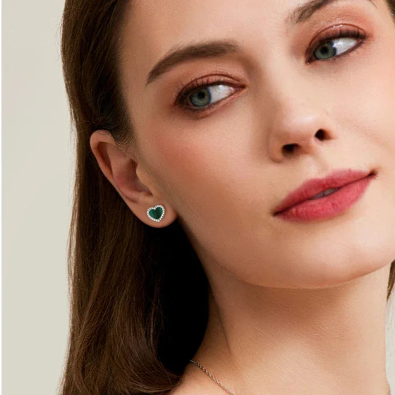 Malachite Heart-shaped Earrings - OOAKB