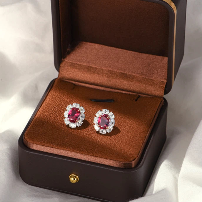 Ruby Earrings S925 Silver Drop Earrings