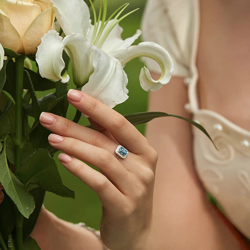 Topaz S925 Silver Gold-Plated Square Ring