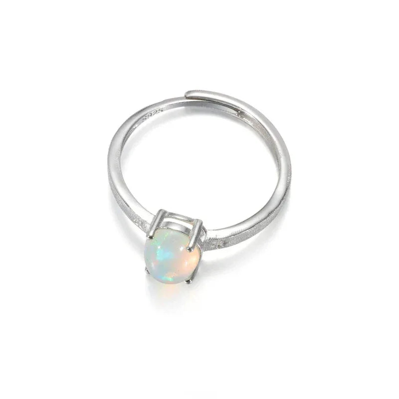 S925 Silver Matte Oval Opal Ring - OOAKB