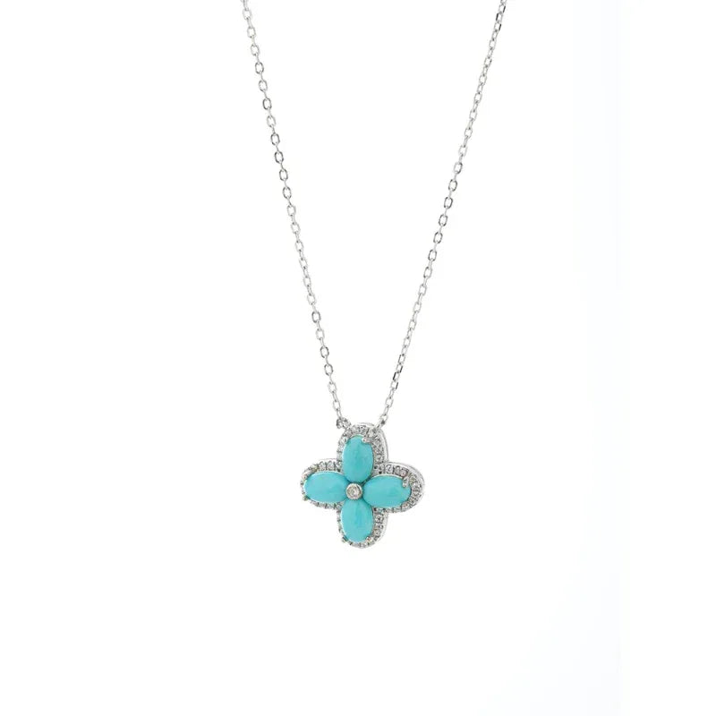 Natural Turquoise Clover Luxury Necklace - OOAKB