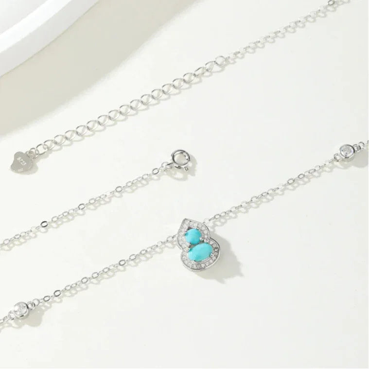 S925 Silver Natural Turquoise Gourd Necklace - OOAKB