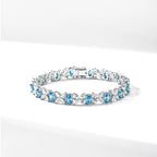 Aquamarine Butterfly Full-Diamond Bracelet S925 Silver Women's Style