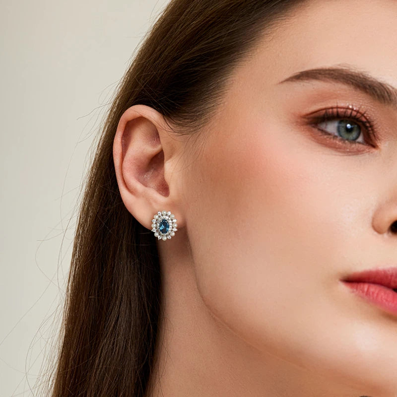 Topaz Millet Bead Stud Earrings S925 Silver Women's Style