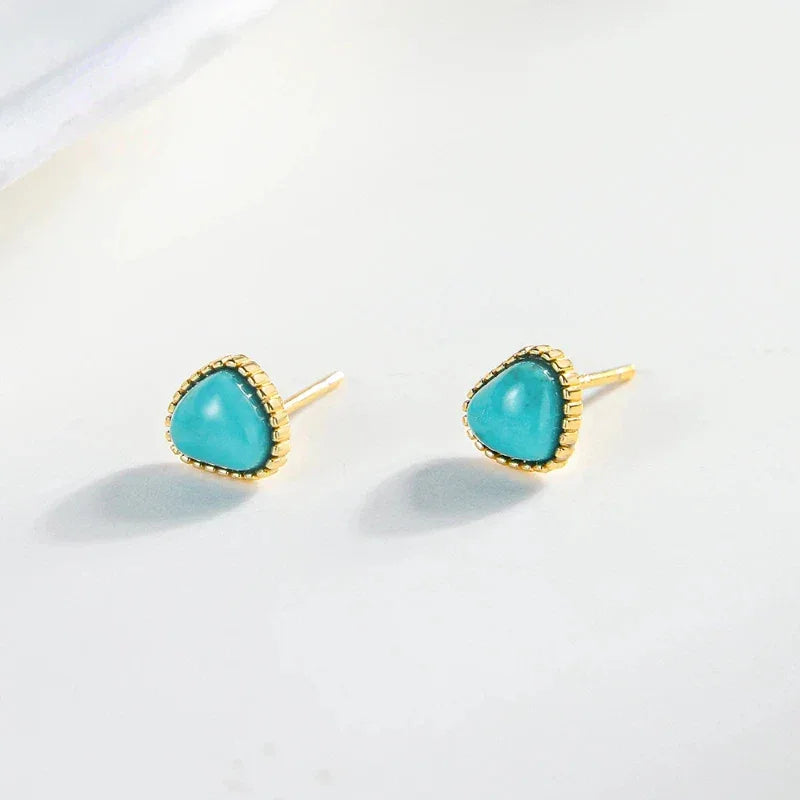Natural Turquoise Heart-Shaped Earrings - OOAKB