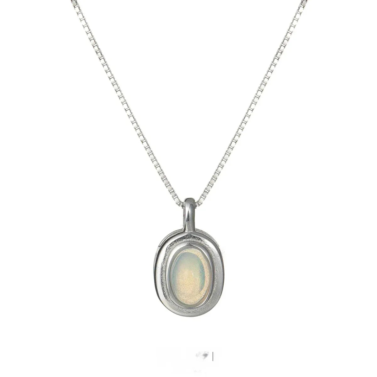 S925 Silver Opal Pendant Necklace Unisex - OOAKB