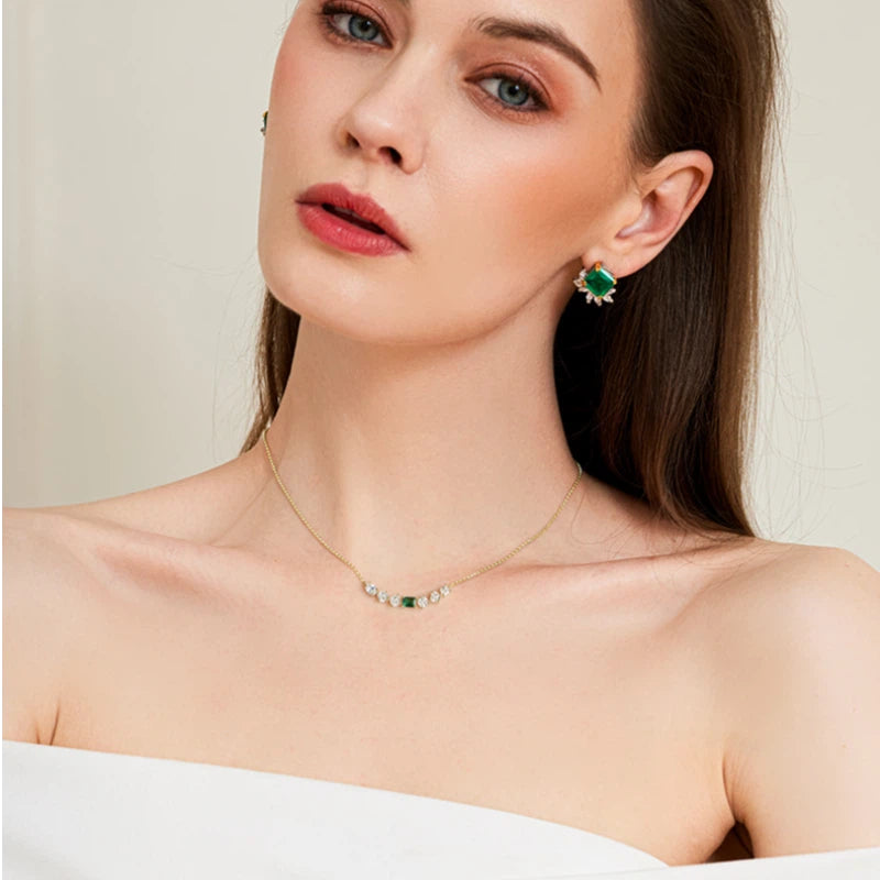Emerald Elf Necklace S925 Silver Women's Style