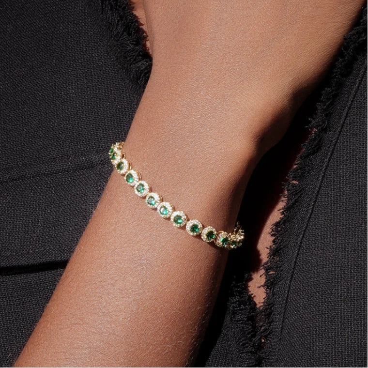 18K Gold Emerald Tennis Bracelet