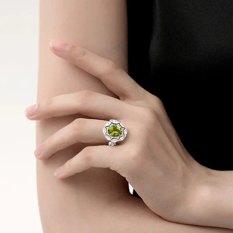 Natural Peridot Gourd Ring - OOAKB