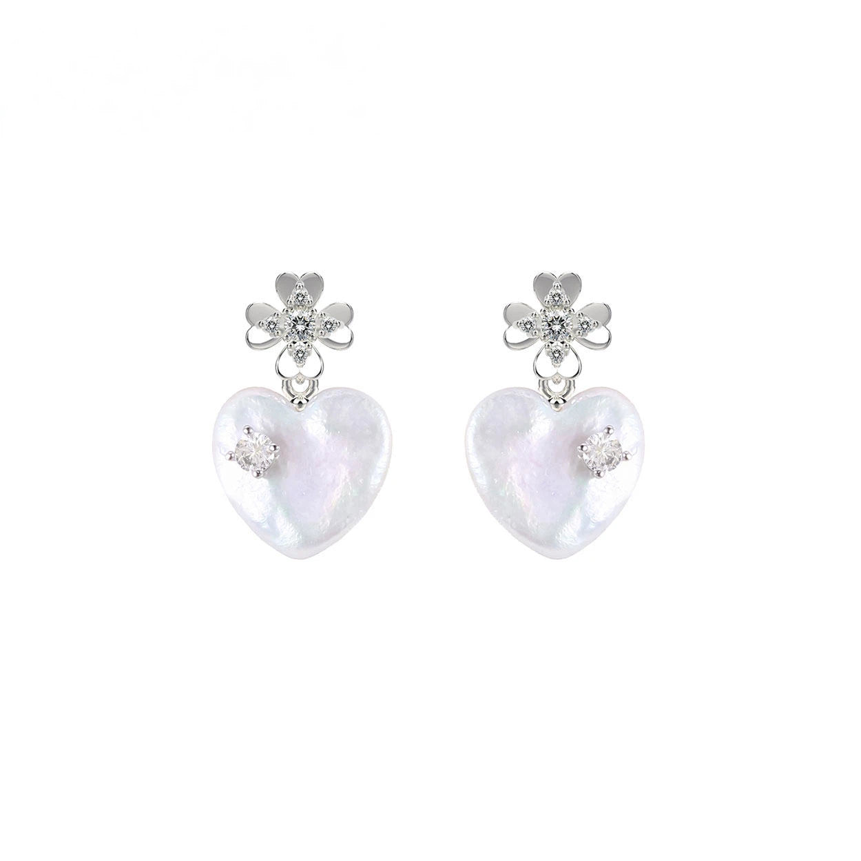 Sparkling Zircon Baroque Heart-Shaped Pearl Ear Cuffs