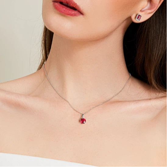 Six-Claw Pigeon Blood Ruby Necklace Women's Style S925 Silver