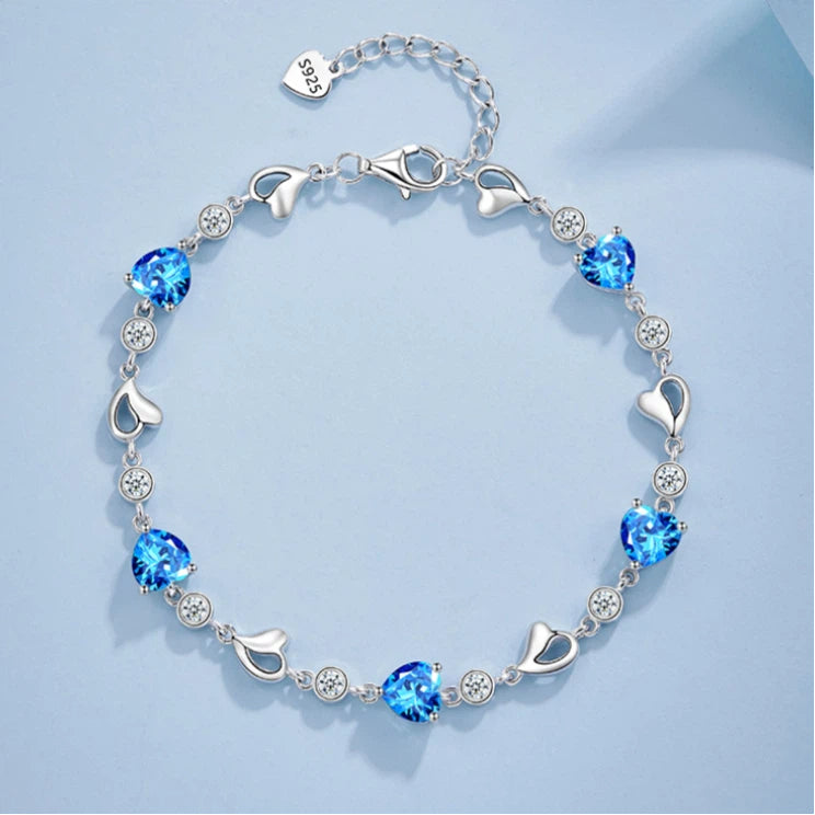 Topaz S925 Silver Heart-Shaped Bracelet