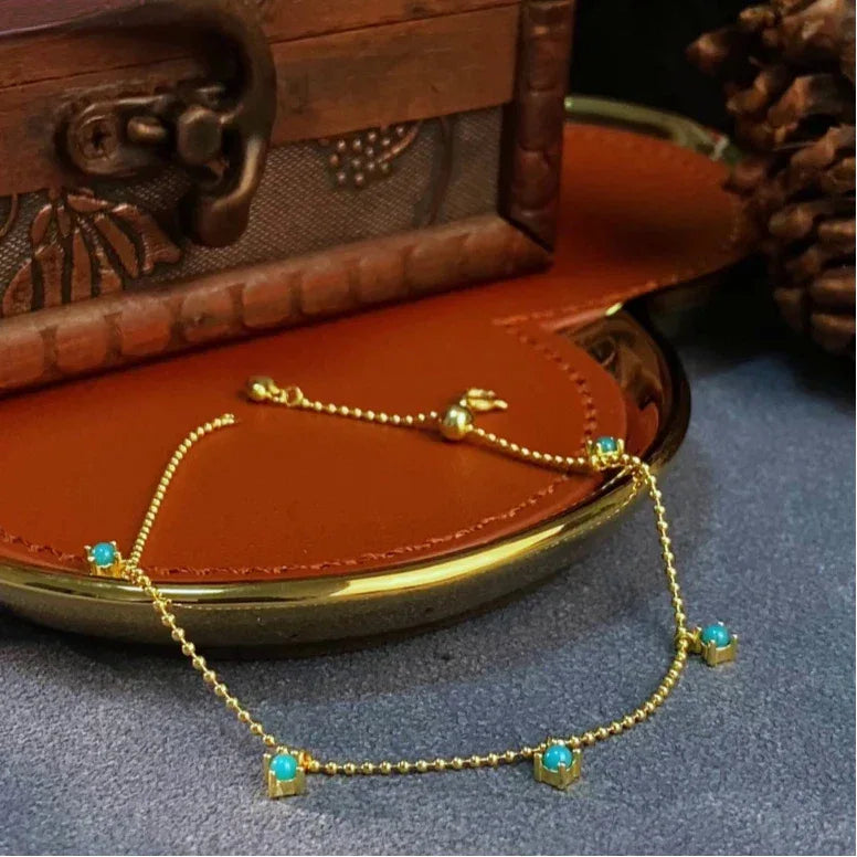 Turquoise Round Bead Starry Sky Bracelet - OOAKB