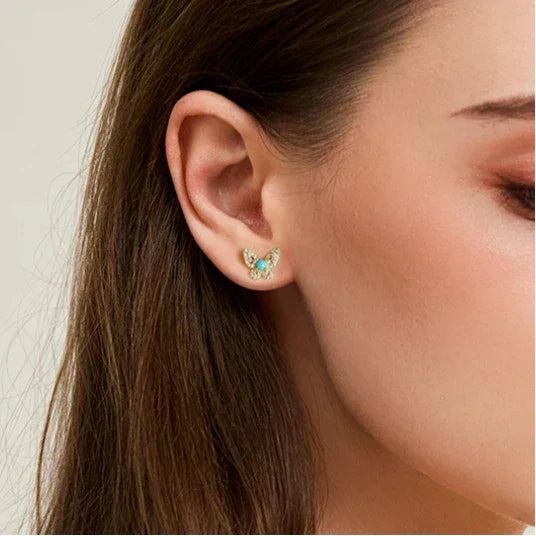 Turquoise Flexible Butterfly Earrings - OOAKB
