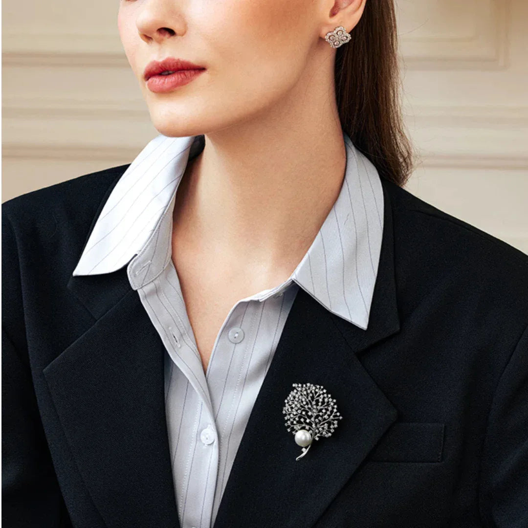 Freshwater Pearl Tree of Life Brooch S925 Silver Women's Style - OOAKB