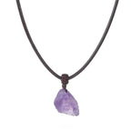 Amethyst Collarbone Chain 925 Silver Black Cord Necklace