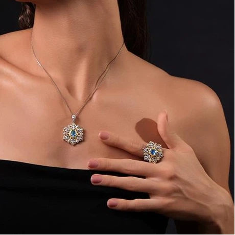 Topaz S925 Silver Snowflake Adjustable Ring