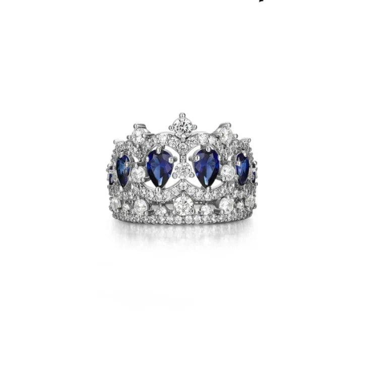 Sapphire Crown Full-Zircon Index Finger Ring - OOAKB