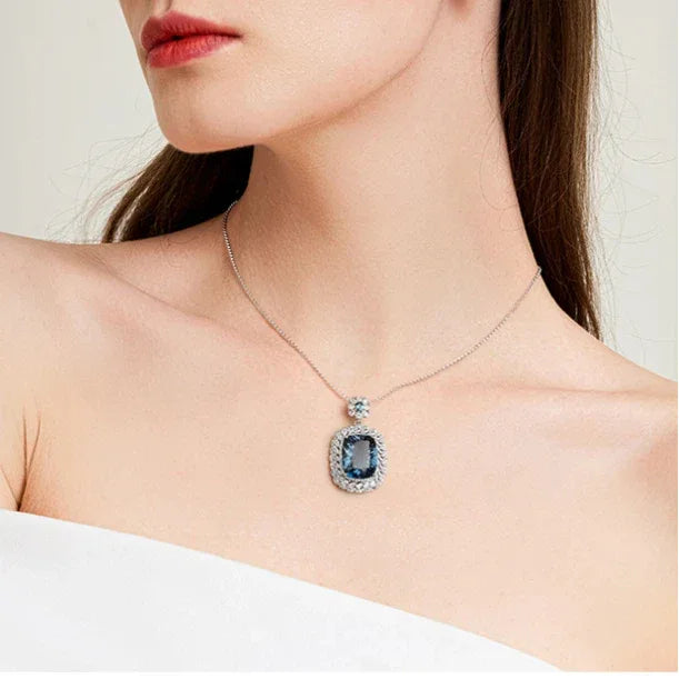 London Blue Natural Topaz Light Luxury Necklace - OOAKB