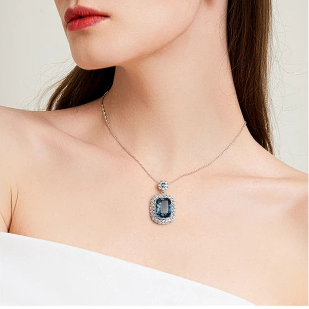 London Blue Natural Topaz Light Luxury Necklace