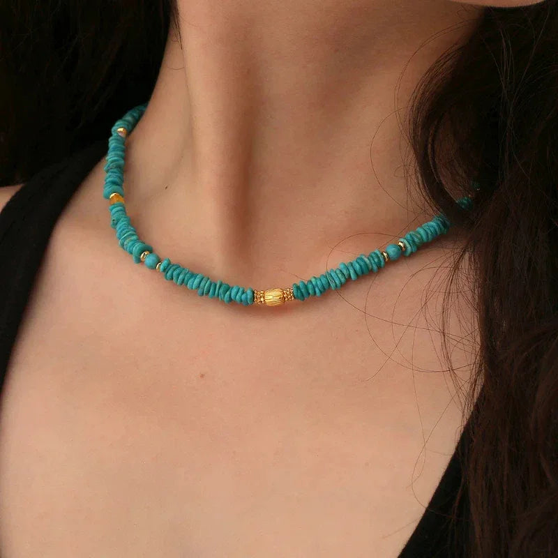 Natural Turquoise Multi-Gem Luxury Necklace - OOAKB