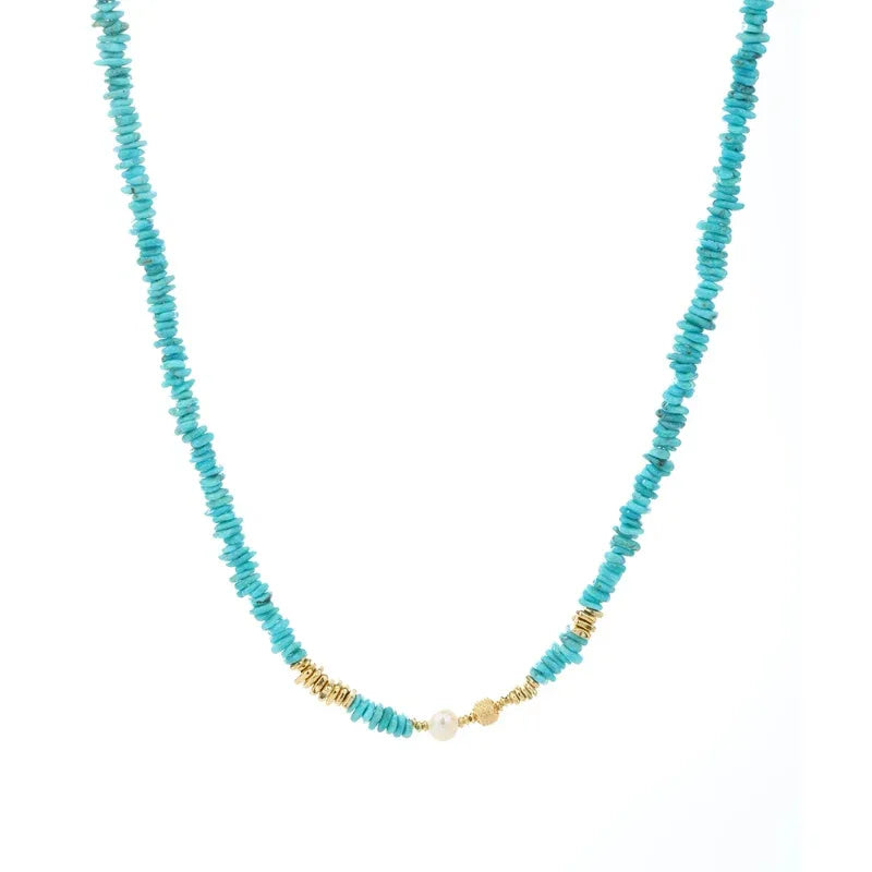 Natural Turquoise Seed & Pearl Luxury Necklace - OOAKB