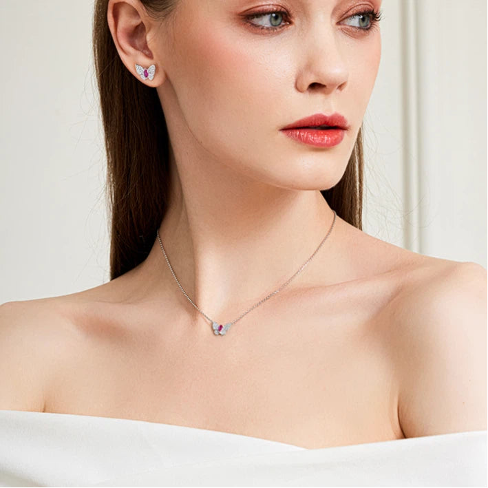 Butterfly Ruby Necklace S925 Silver