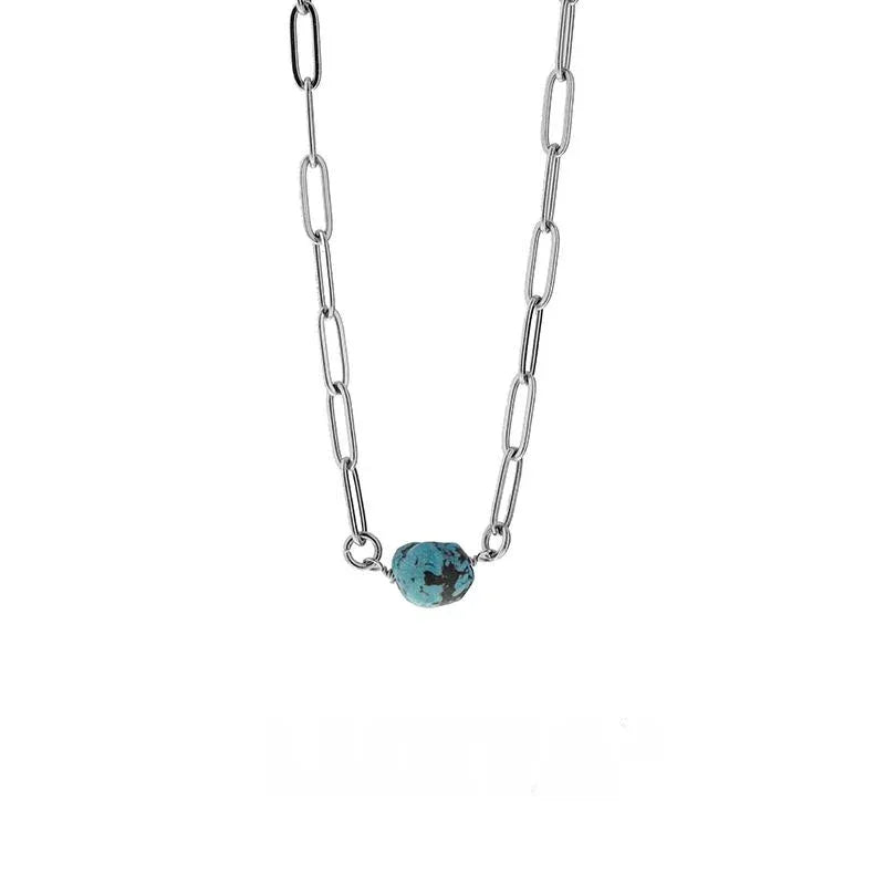 S925 Silver Turquoise Necklace Unisex - OOAKB