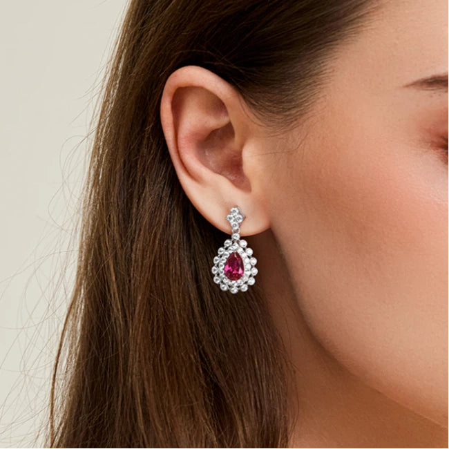 Starlight Series Ruby Teardrop Earrings